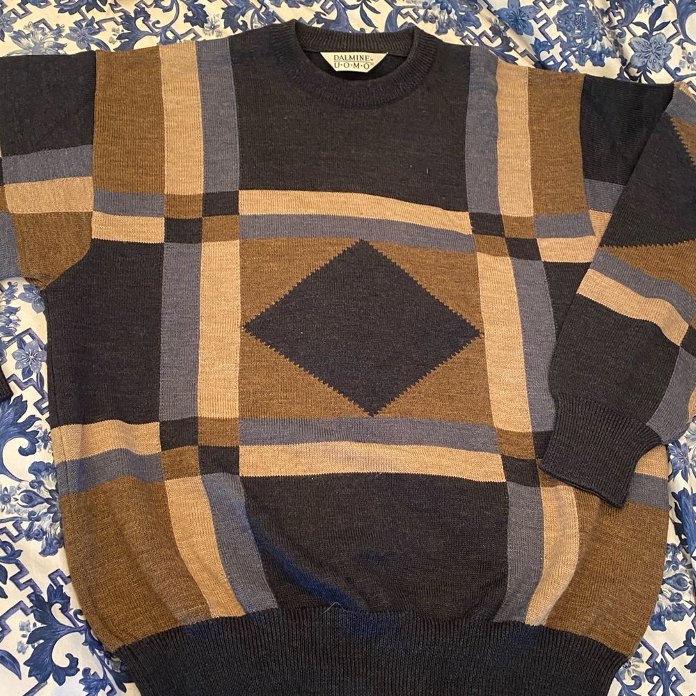 Men’s dalmaine Italian knit geometric sweater